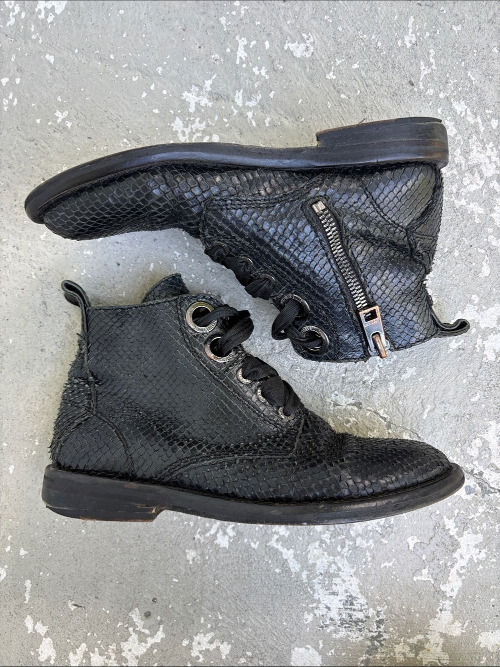 Zadig & Voltaire distressed faux  snake skin boots